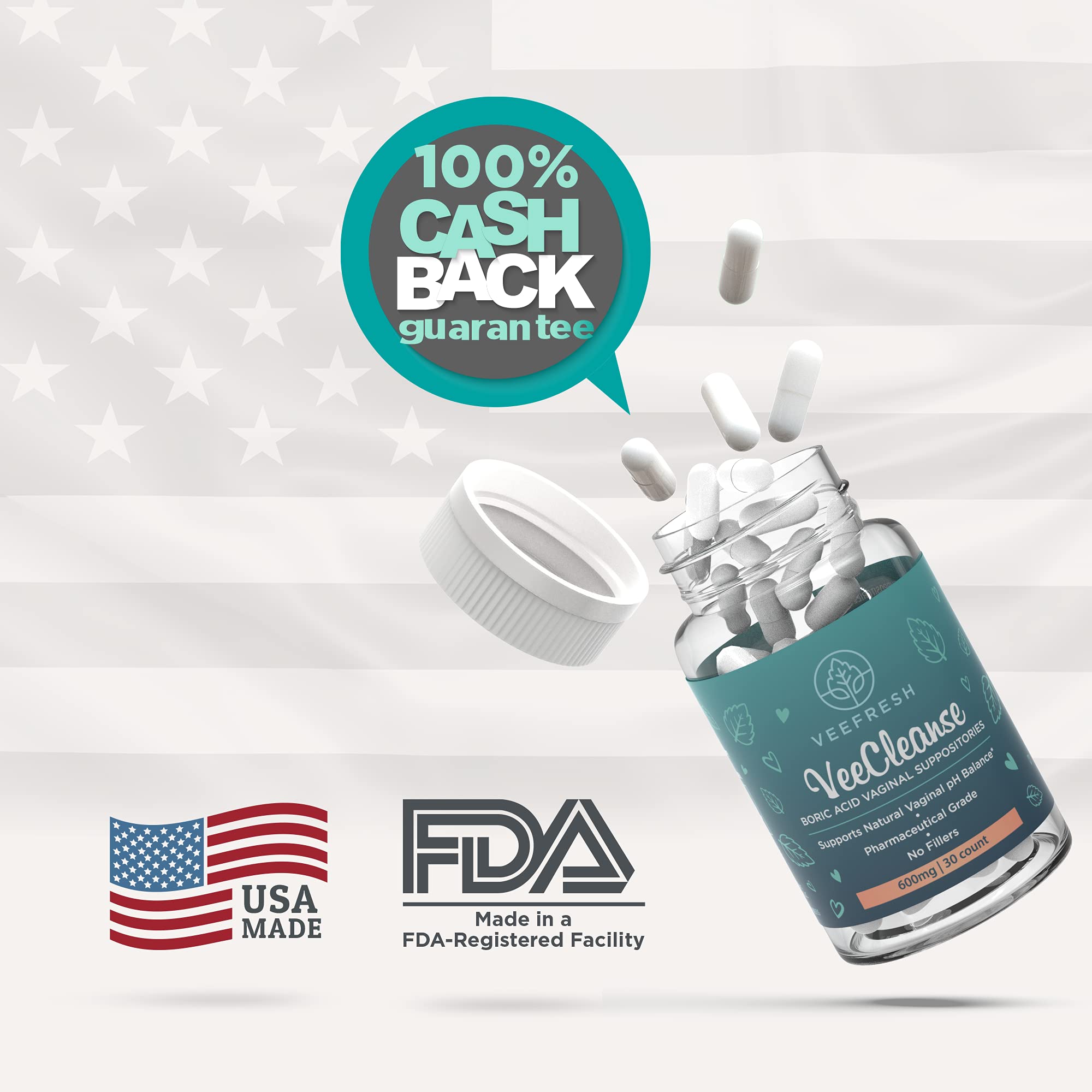 VeeFresh Veecleanse packaging highlighting skin-safe formulation.