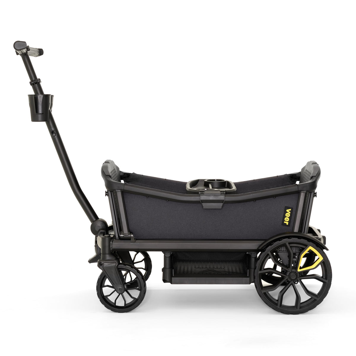 Veer Cruiser XL demonstrates all-terrain durability on rugged terrain for family adventures.