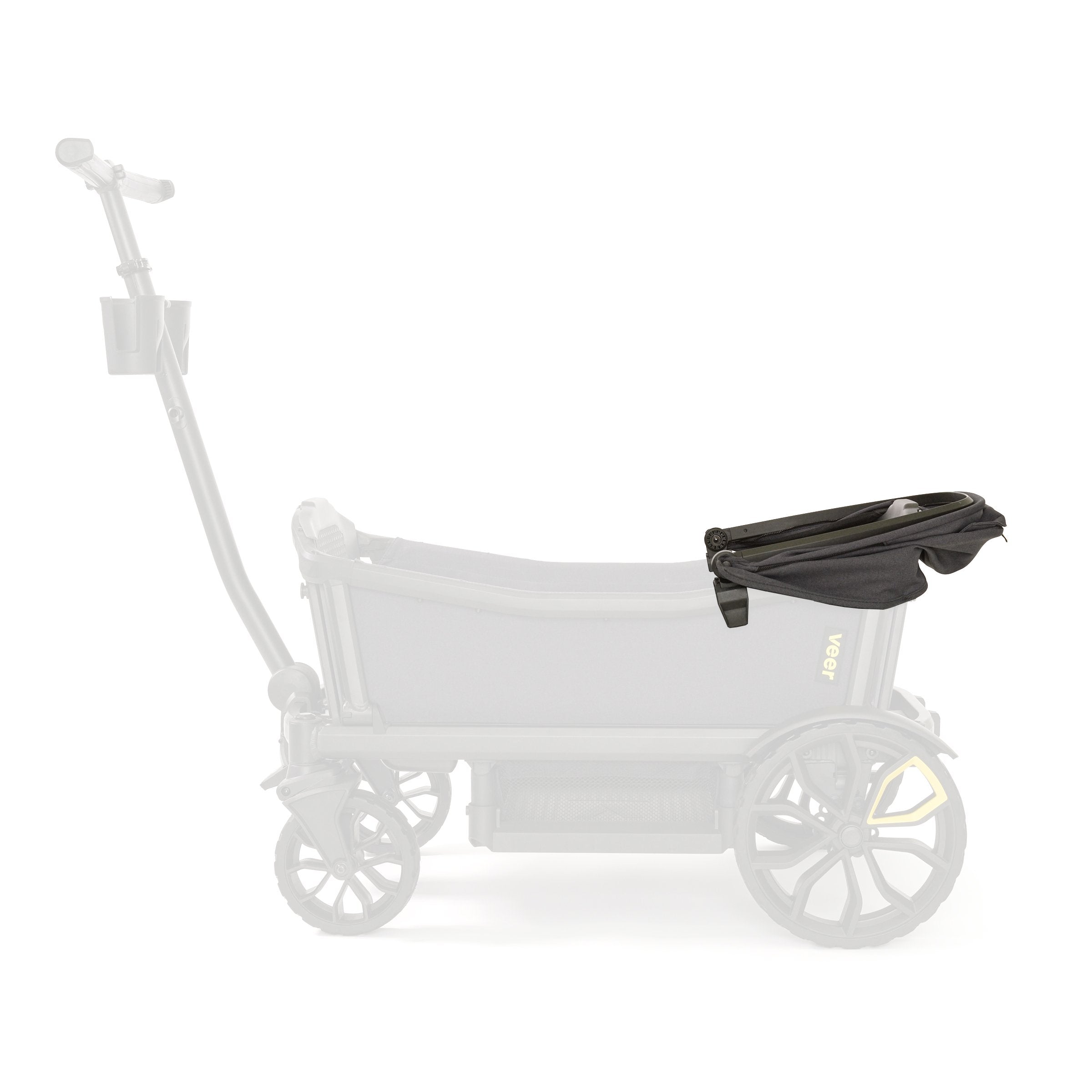 Quick clips allow front or back seat canopy coverage on the go with Veer.