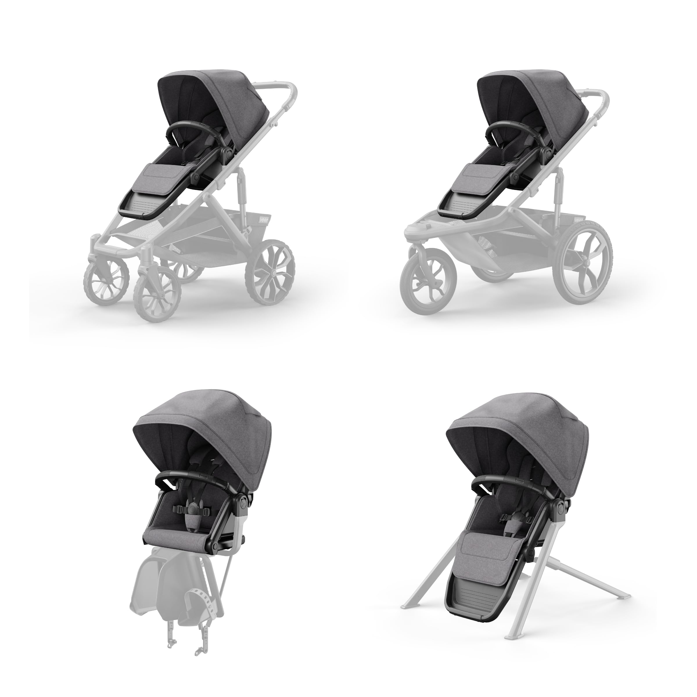 Veer Switchback Seat being assembled with simple one-click attachment