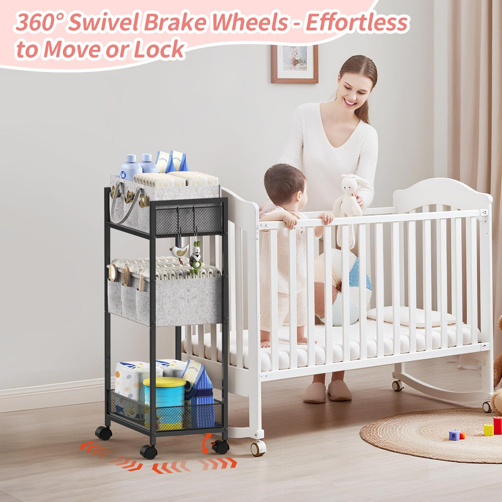 VEESUN nursery cart grows with your family, adapting to various storage needs.