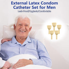 VEEVIIY external catheter for night use with larger leg bag for overnight wear.