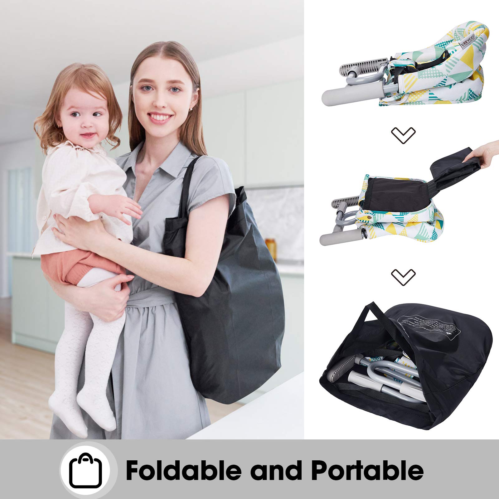 VEEYOO 5-point safety harness helps secure baby during meals
