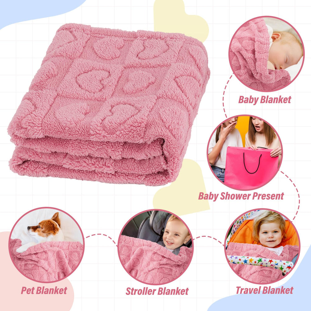VEIDIA deep pink heart-checkered blanket adds playful color to any nursery.
