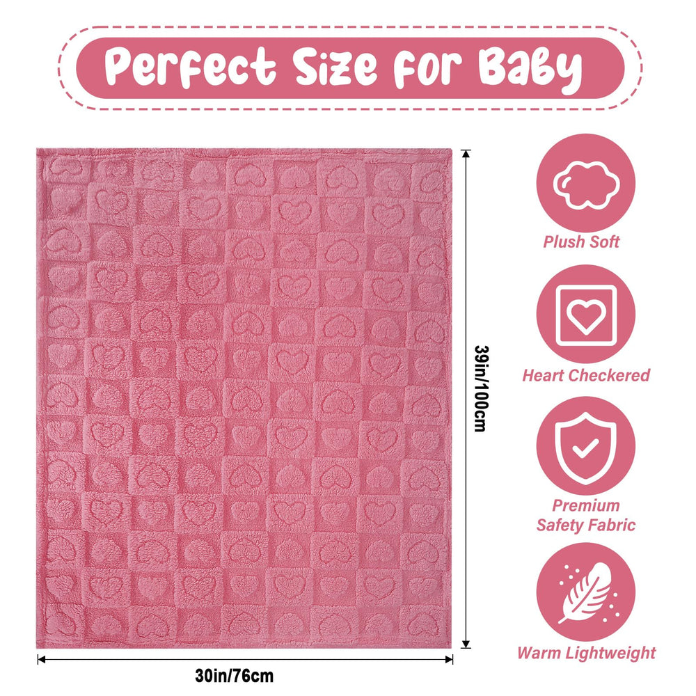 VEIDIA plush heart-checkered blanket is a charming baby shower gift idea.