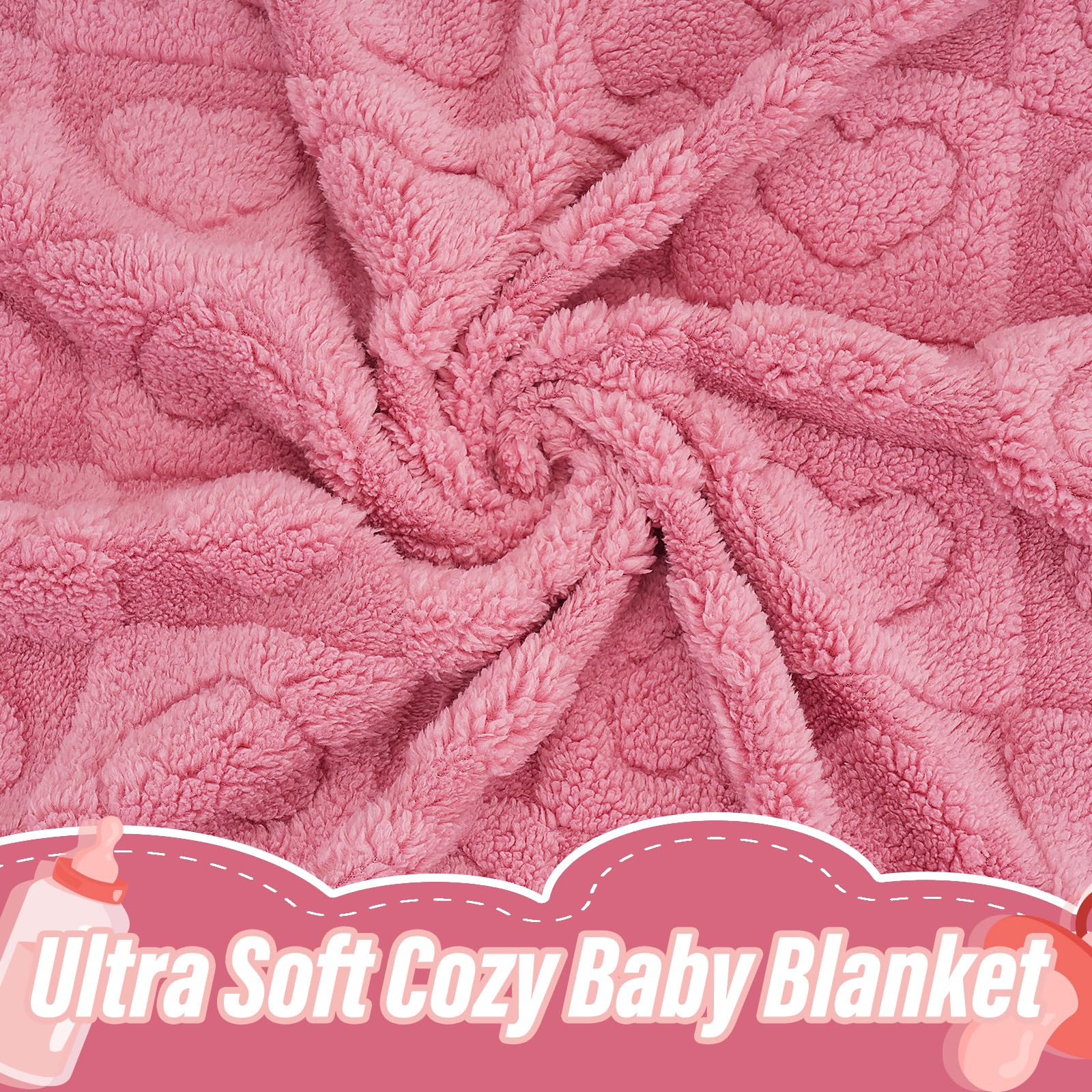 VEIDIA plush heart-checkered blanket for stroller trips adds soft warmth on the go.