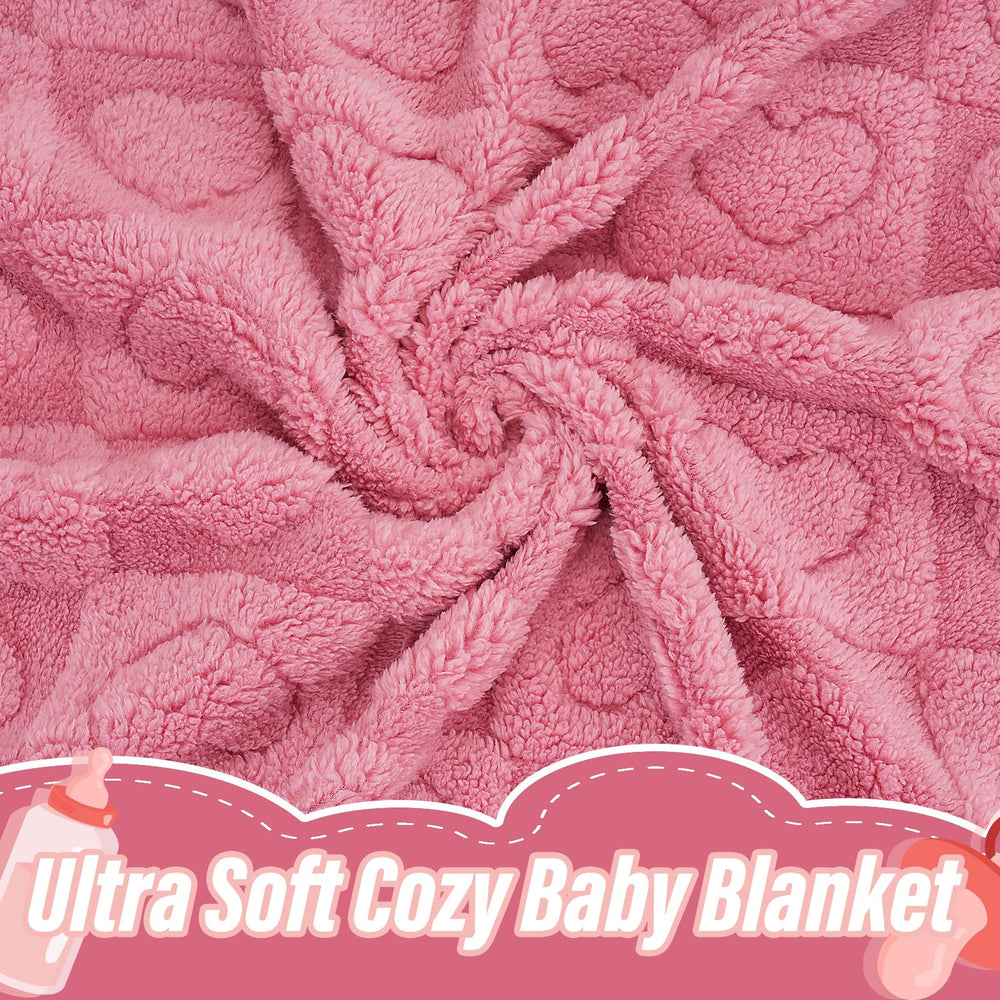VEIDIA plush heart-checkered blanket for stroller trips adds soft warmth on the go.