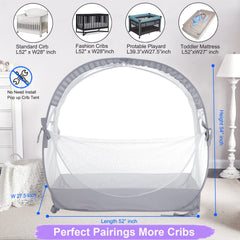 VEIZXUN crib tent standard-crib fit fits most standard cribs.
