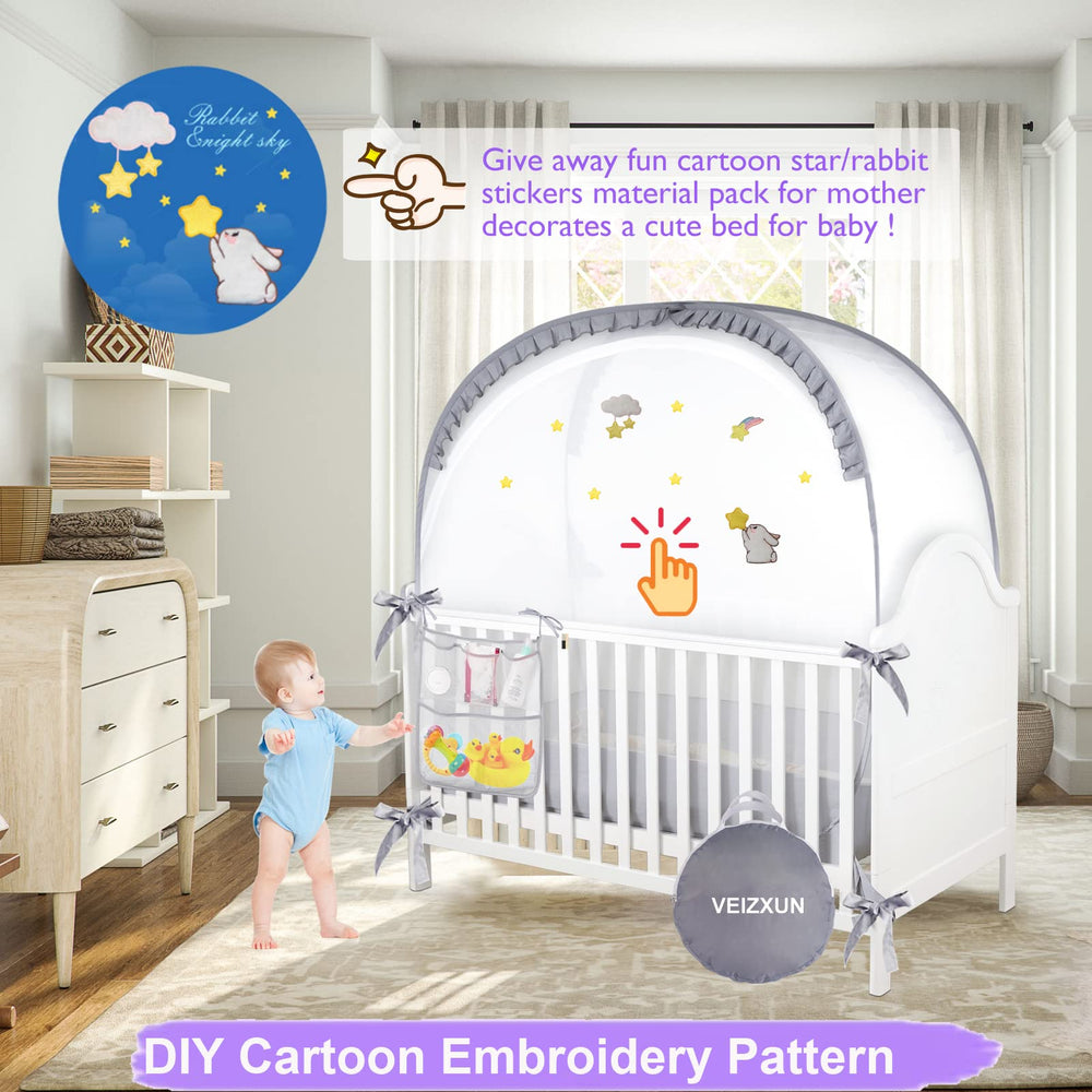 VEIZXUN crib tent sturdy brackets ensure a secure setup.