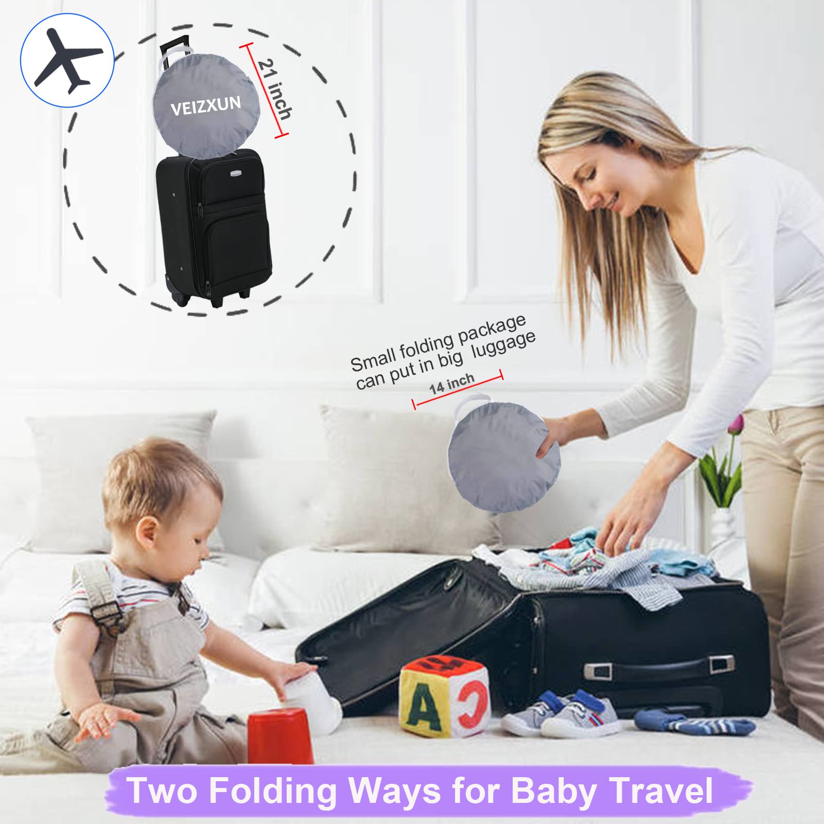 VEIZXUN crib tent travel-friendly design is easy to carry.
