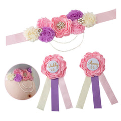Vemonllas maternity sash with fabric flower decor for memorable baby showers.