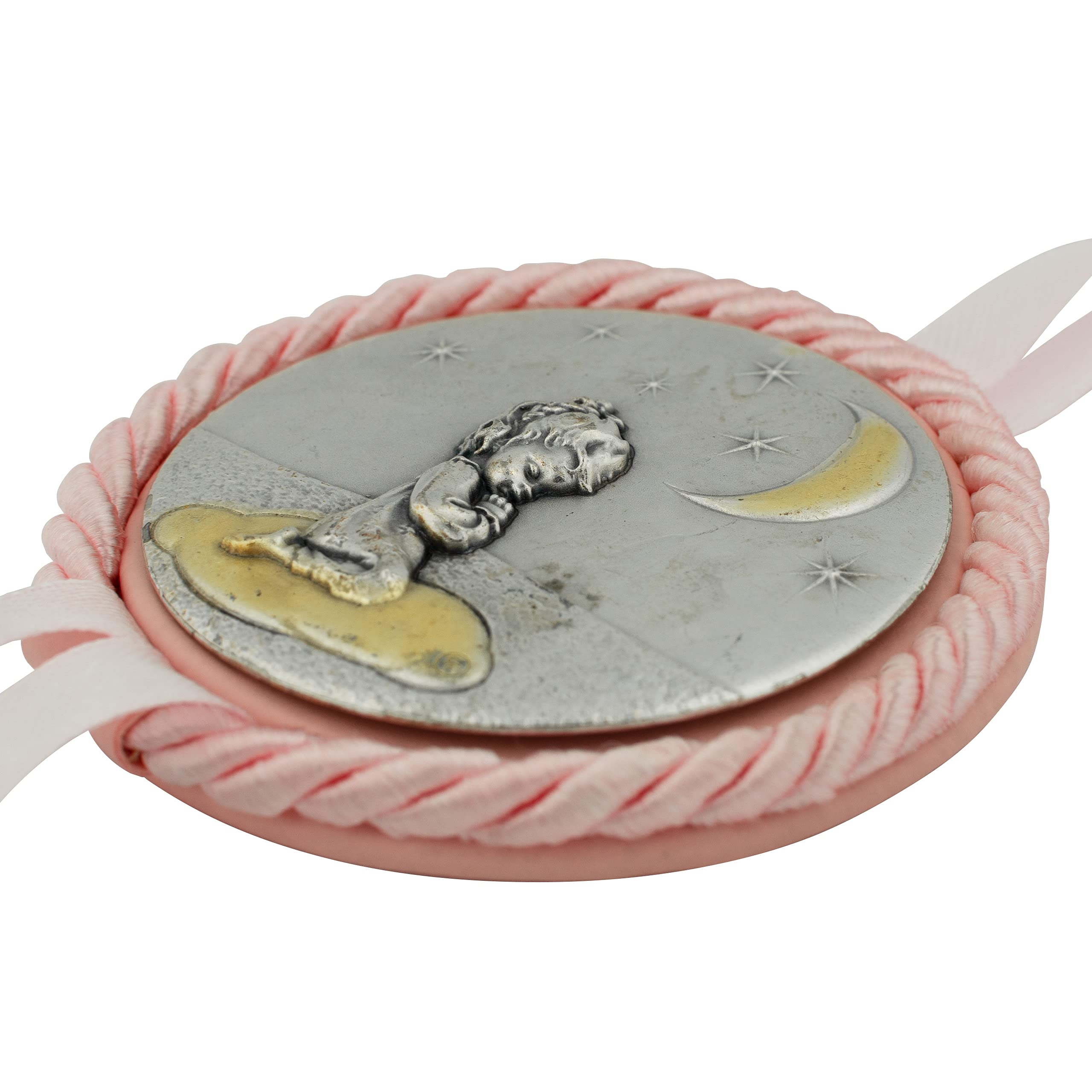 Venerare crib medal Holy Family design offers meaningful nursery decor