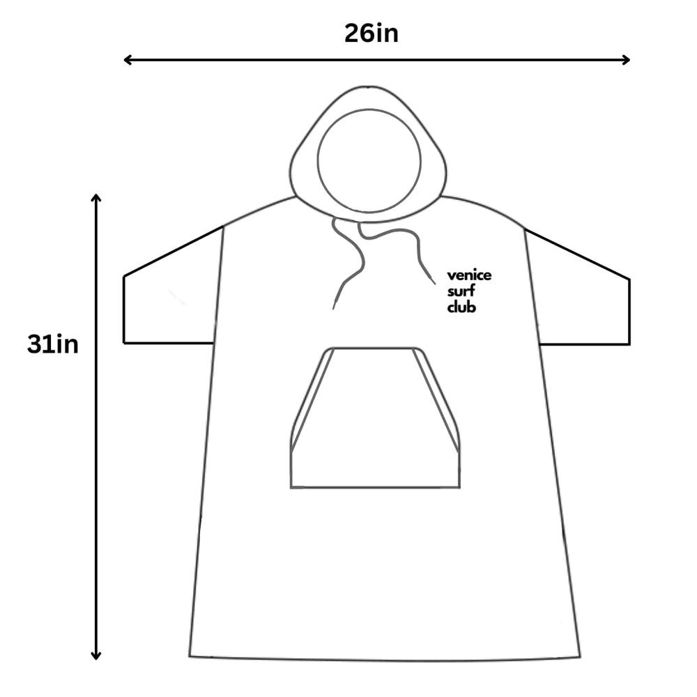 Venice Surf Club lightweight packable poncho for easy beach or pool trips