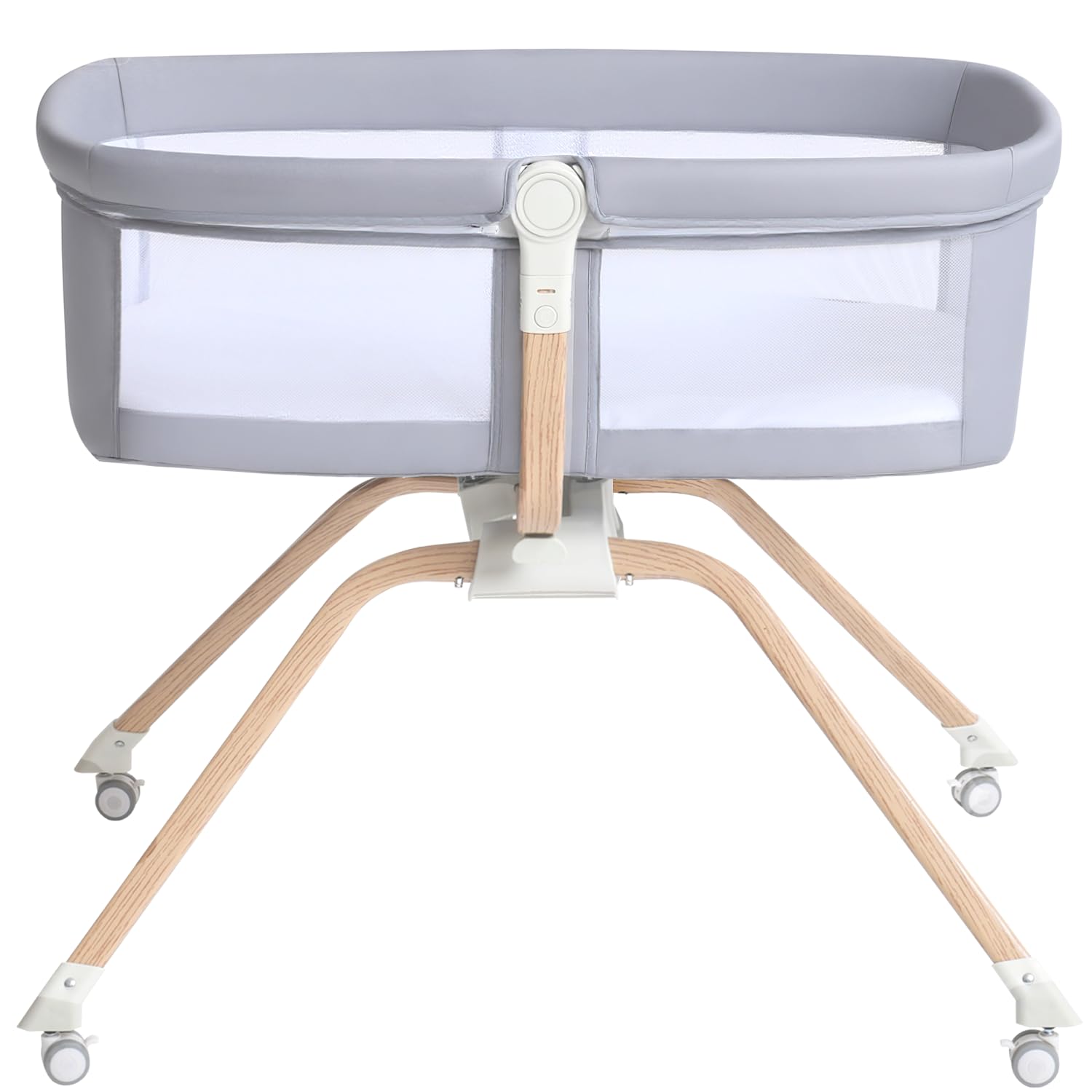 Venowu bedside crib grey-finish complements modern nurseries with calm styling