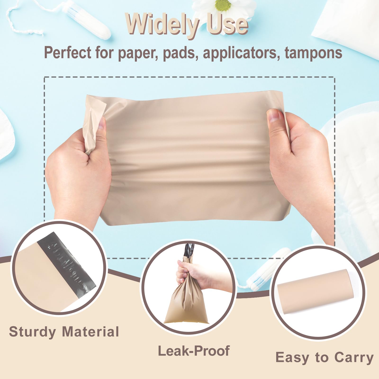 Venyat opaque apricot disposal bags blend with surroundings while concealing contents.