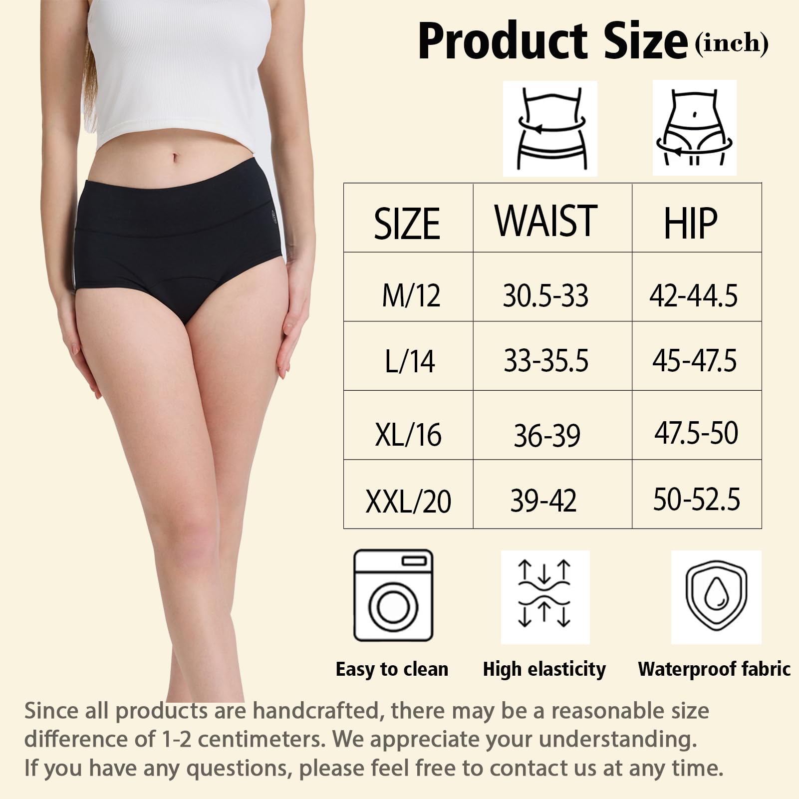 VEOPRIHGH leakproof underwear care instructions for easy cold-water cleaning