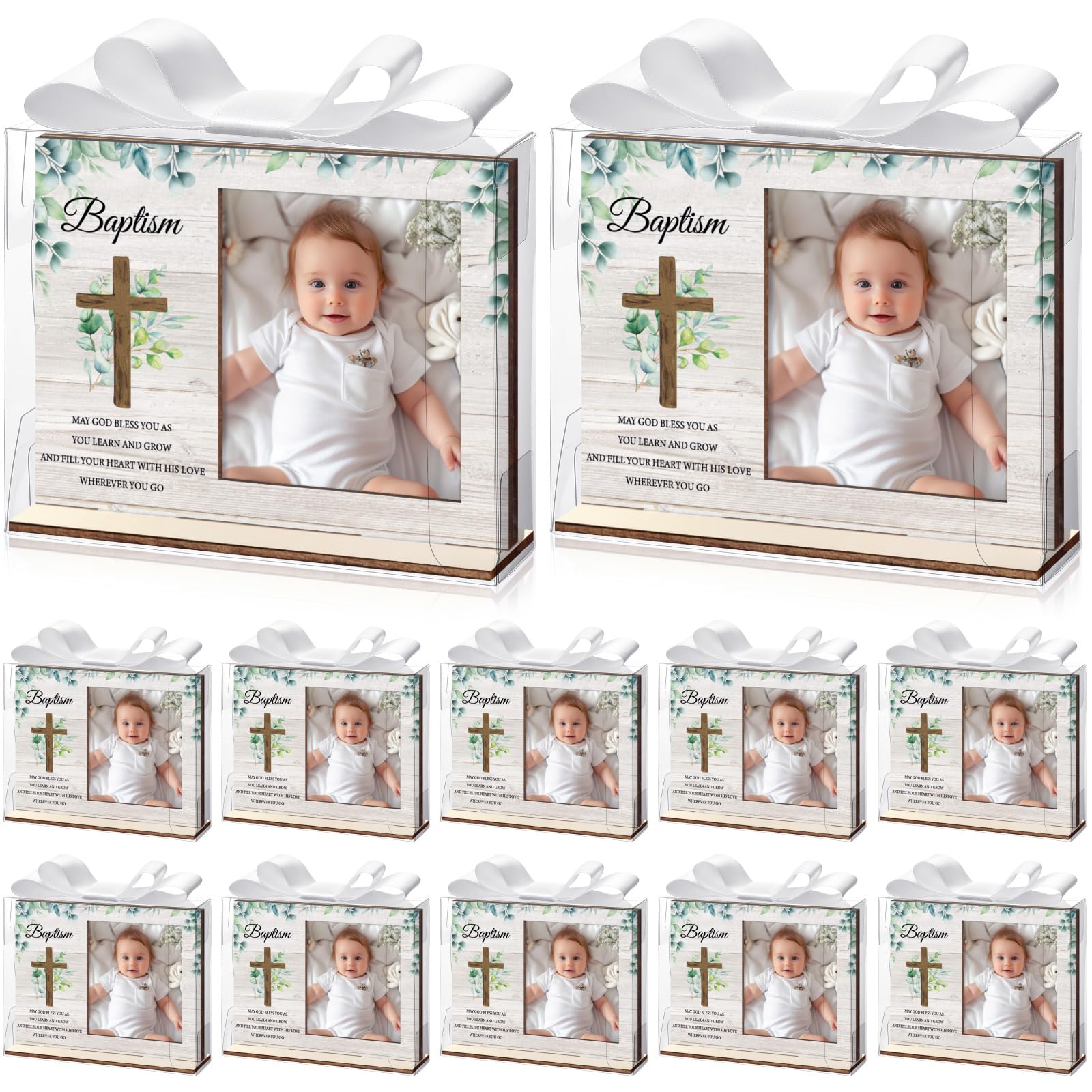 Vercraft baptism frame wood 12pc set ready for keepsake photos