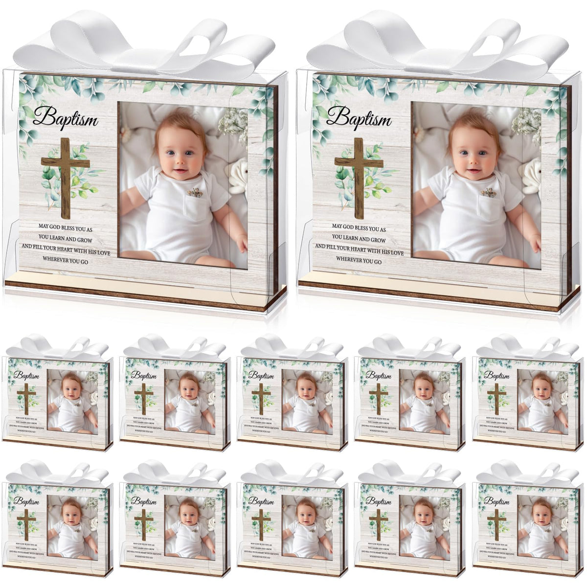 Vercraft baptism frame wood 12pc set ready for keepsake photos
