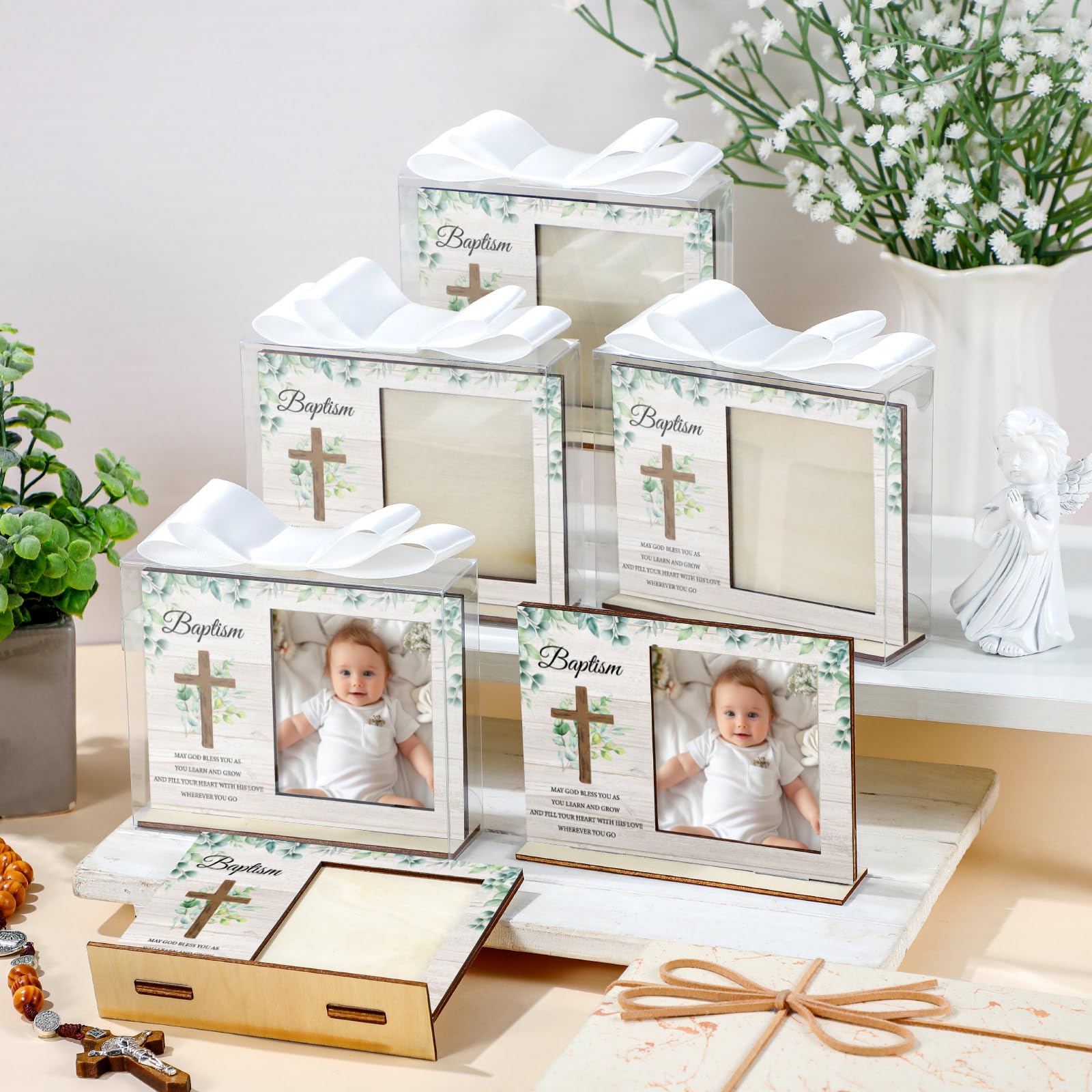 Vercraft baptism photo frame arrangement highlighting sentimental moments