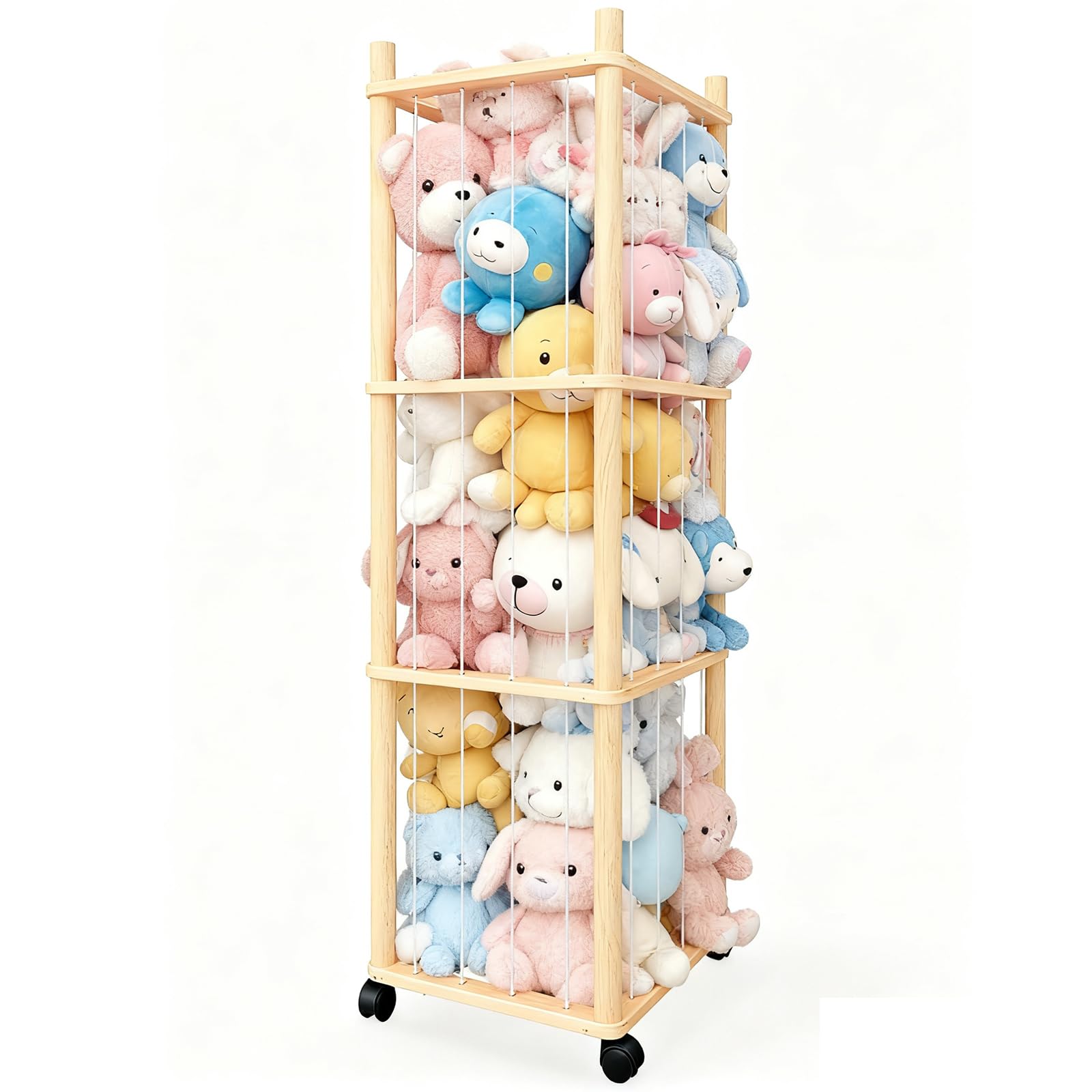 Vercxlyra stuffed animal zoo storage front view enables quick access to plush toys.