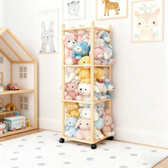 Vercxlyra stuffed animal zoo storage side view highlights slim space-saving design.