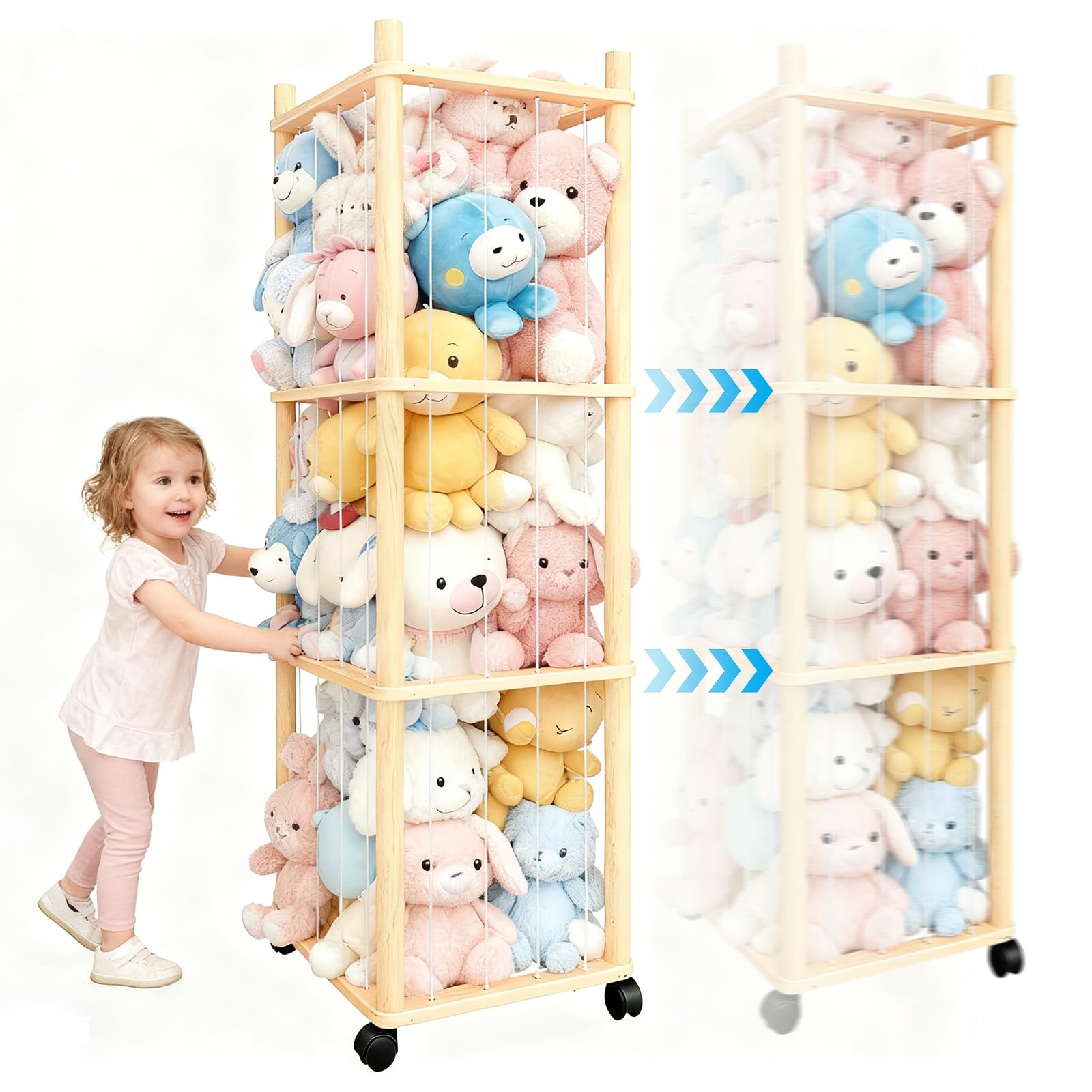Vercxlyra stuffed animal zoo storage three-tier open-grid keeps toys organized and visible.