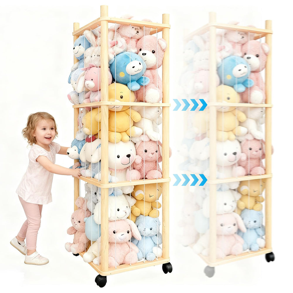 Vercxlyra stuffed animal zoo storage three-tier open-grid keeps toys organized and visible.