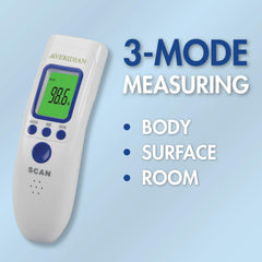 Veridian thermometer backlight displays fever alert in dim rooms.