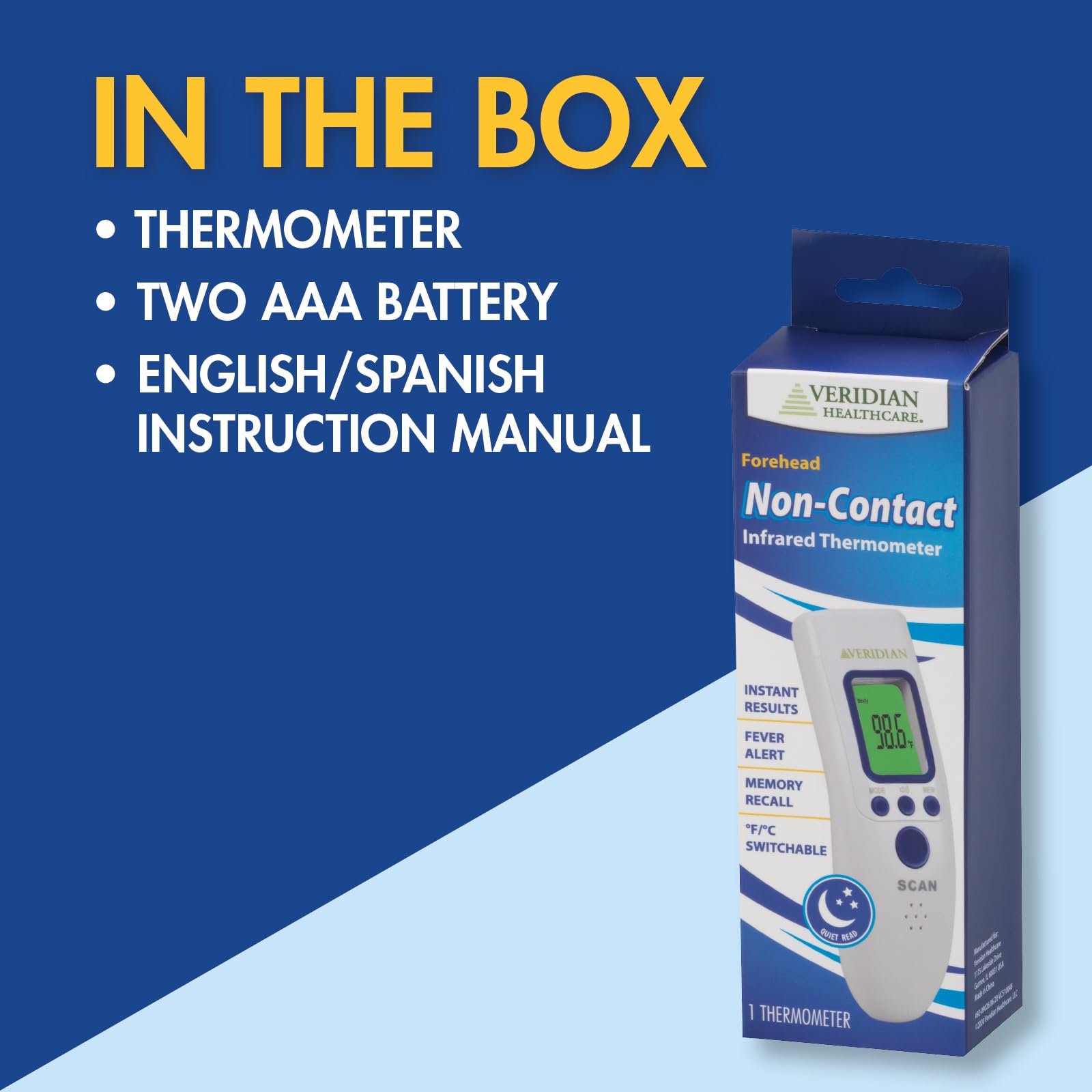 Veridian thermometer switches between Fahrenheit and Celsius.