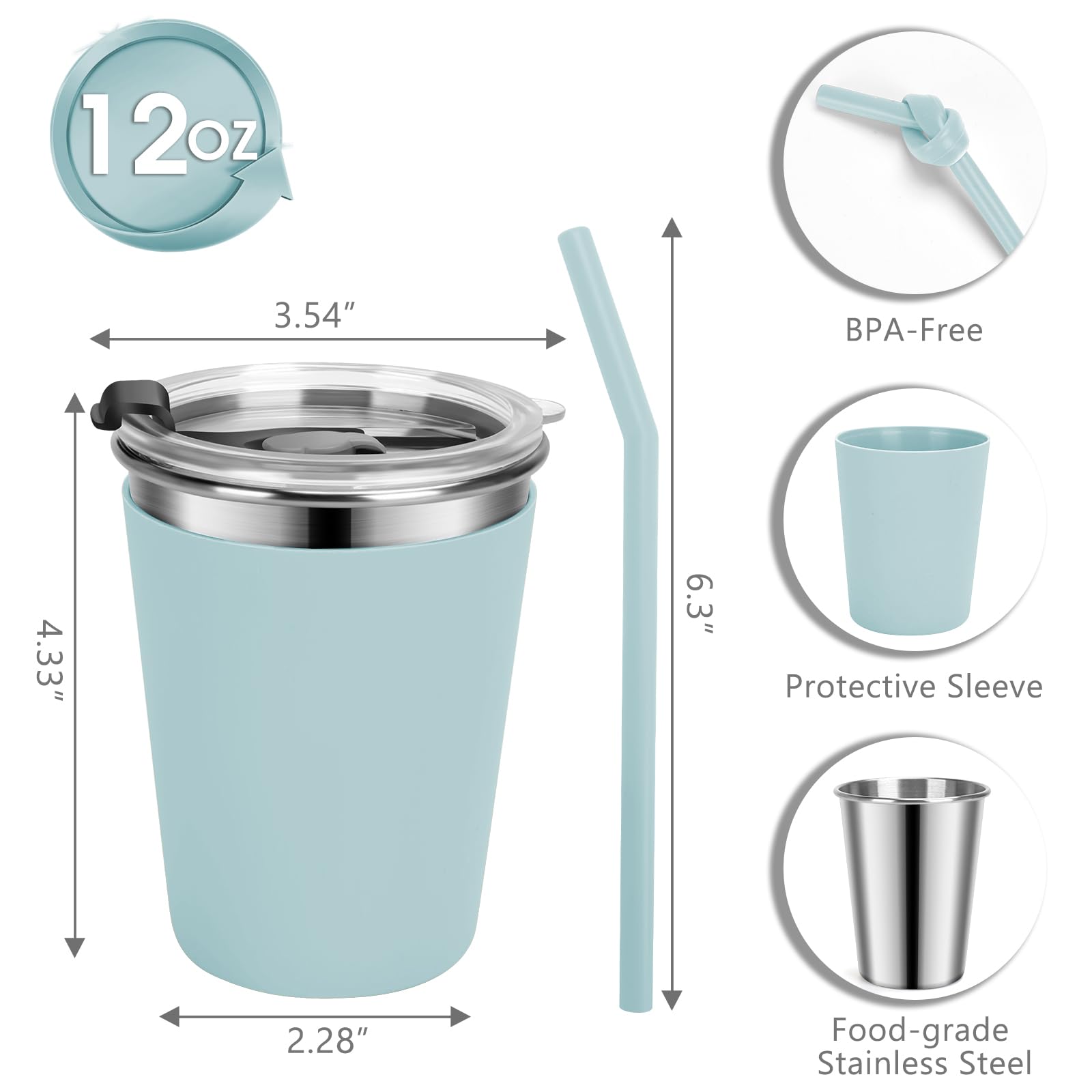 Vermida kids cups with soft silicone straws for gentle sipping