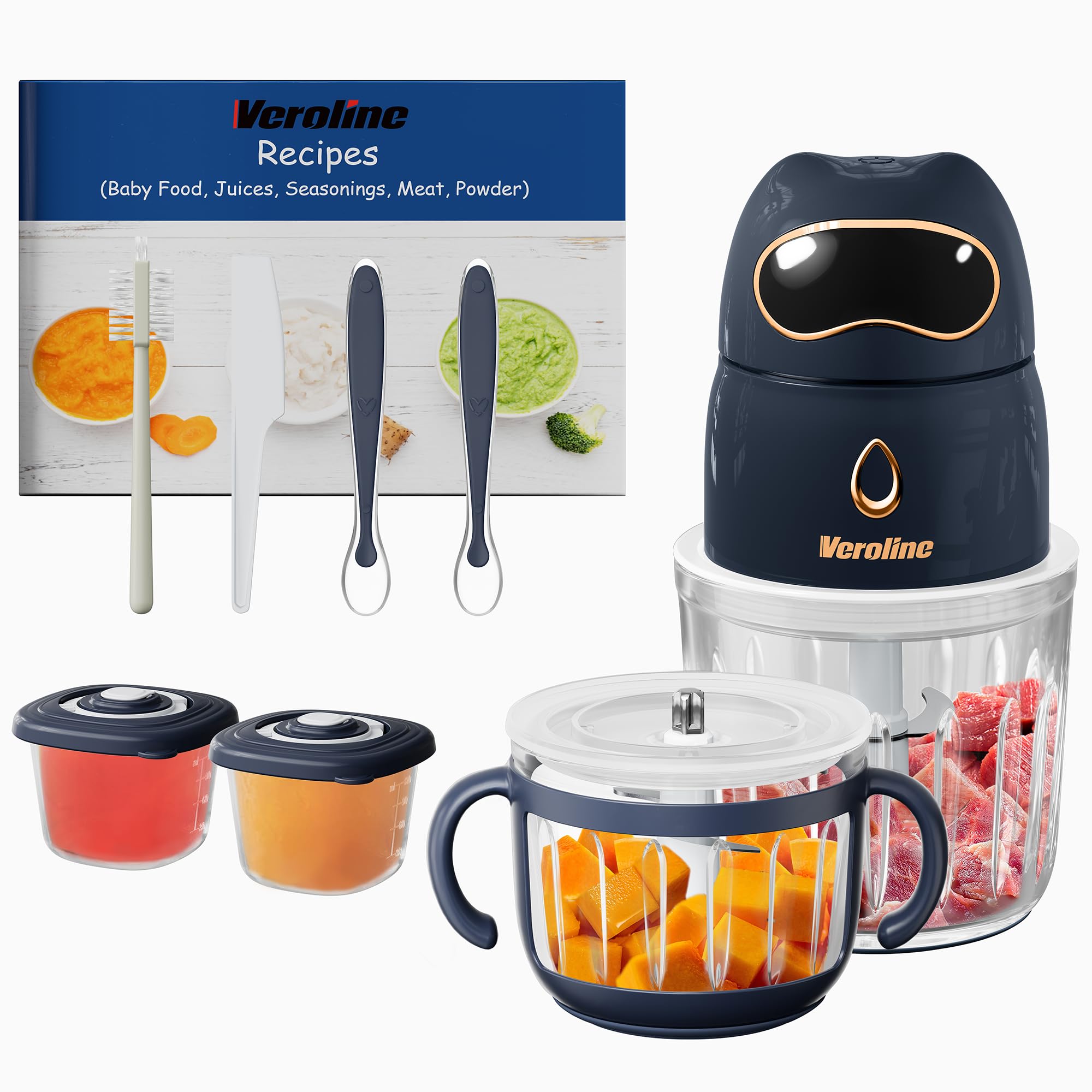 Veroline baby food maker unit with multi-function blades for smooth puree