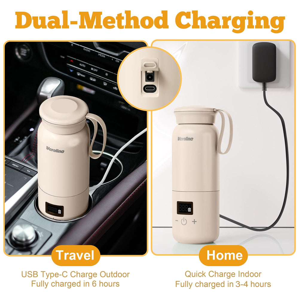Veroline stainless steel body with leak-proof lid for travel use.