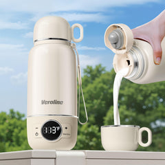 Veroline bottle warmer demonstrates fast heating for on-the-go feeds.