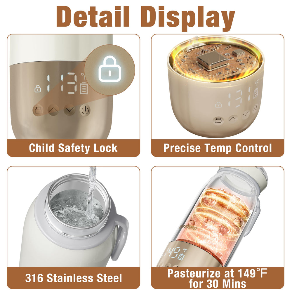 Veroline bottle warmer safety design with child lock and stainless steel build