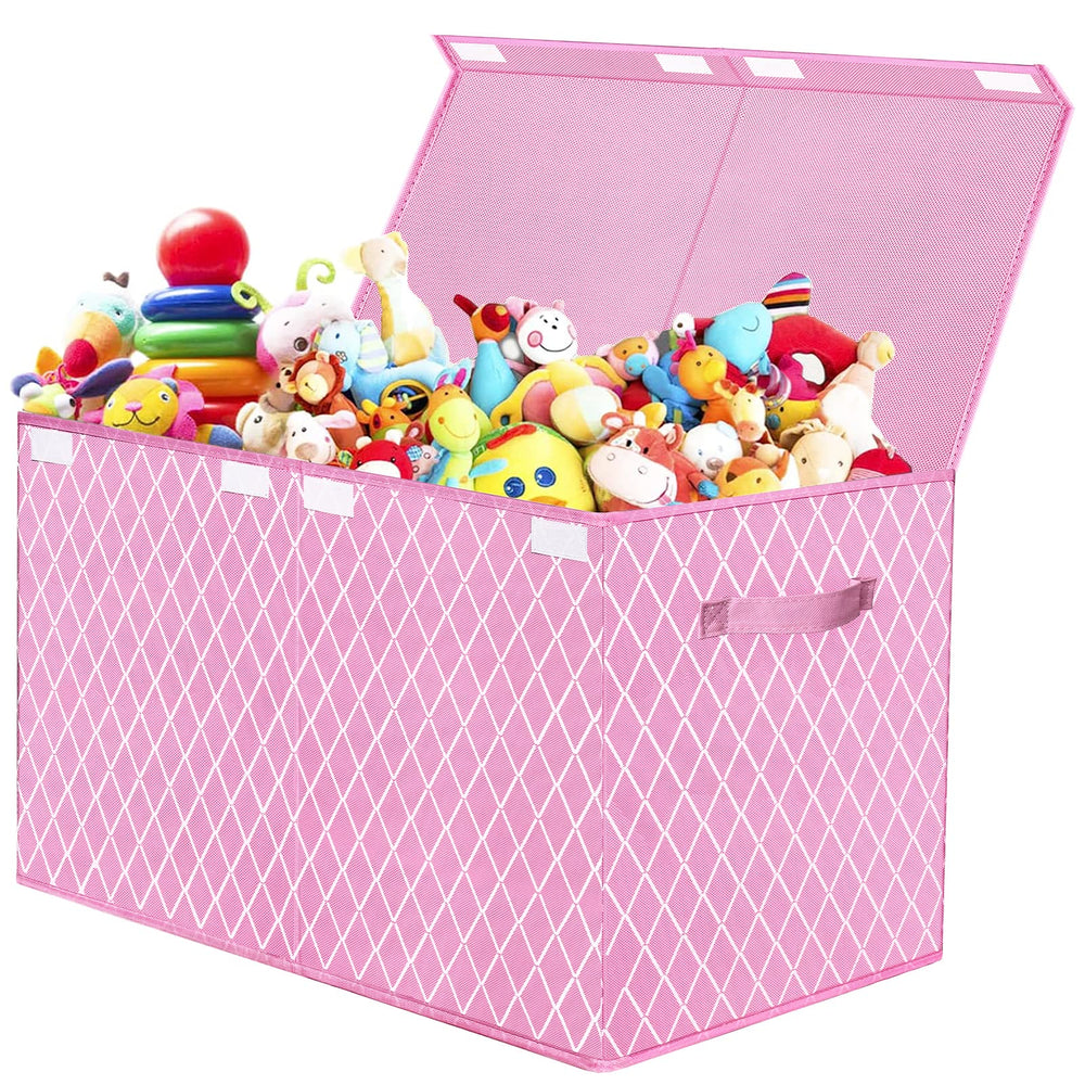VERONLY toy box chest with pink lid for organized toy storage and quick access.