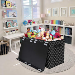 Front view of VERONLY toy chest box showing sturdy fabric and handles