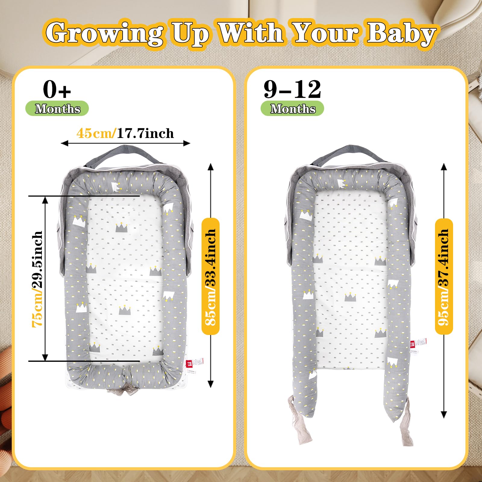 VerveBaby infant nest folded with sturdy handle for travel