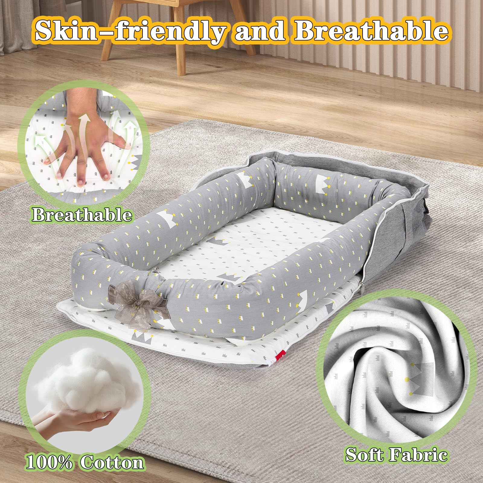 VerveBaby crown grey tummy-time play mat for supervised activity