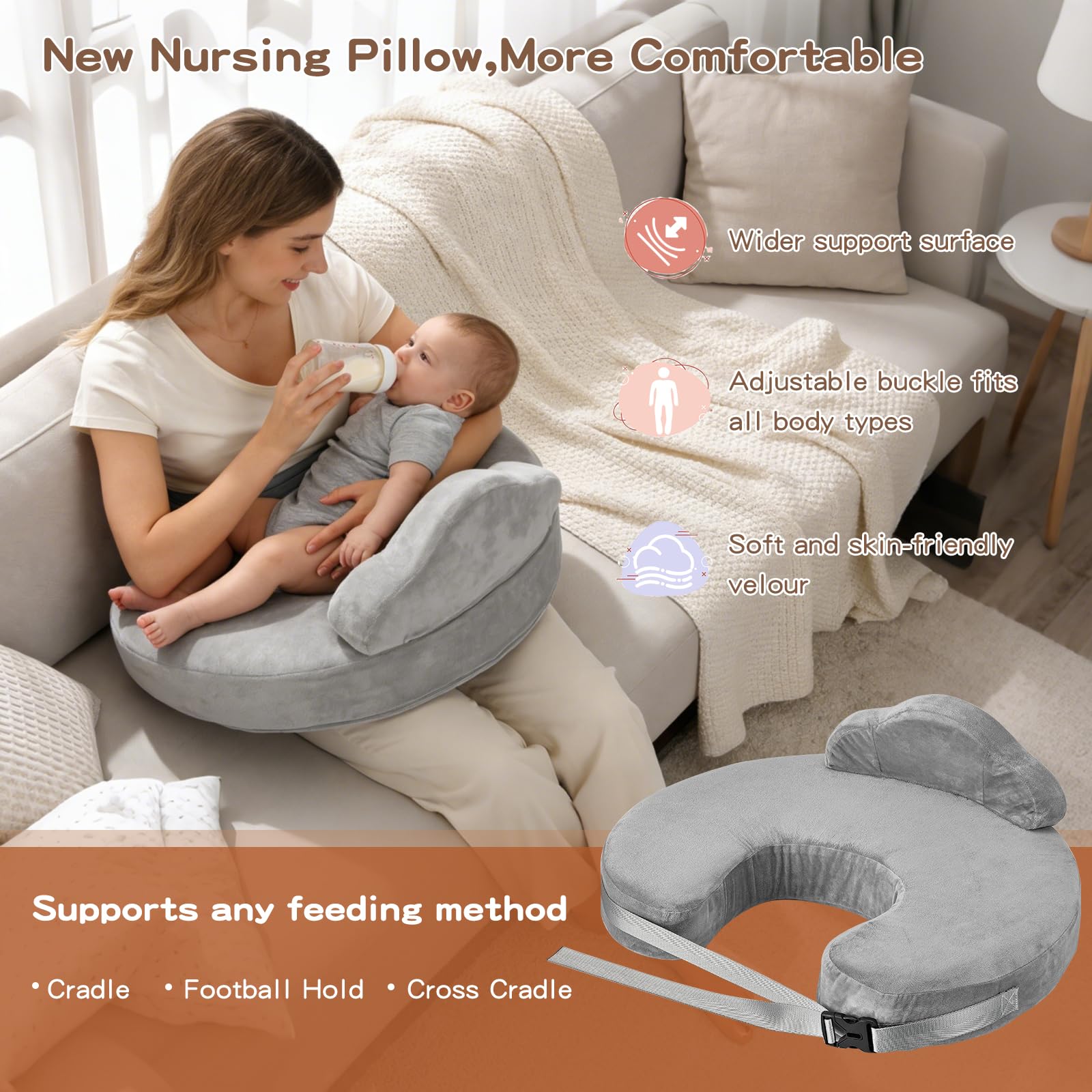 VerveBaby oversized pillow 28.3 by 18.1 inches for growing babies