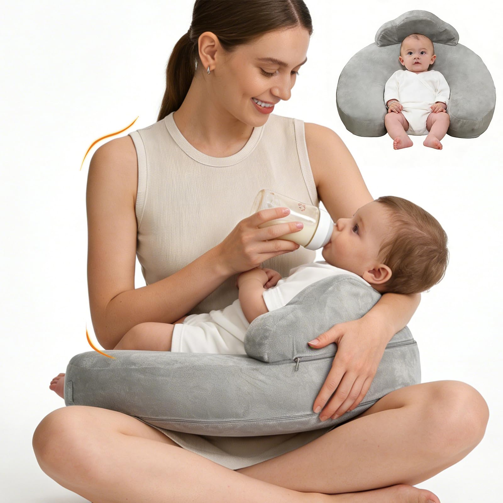 VerveBaby nursing pillow with safety fence for steadier feeding