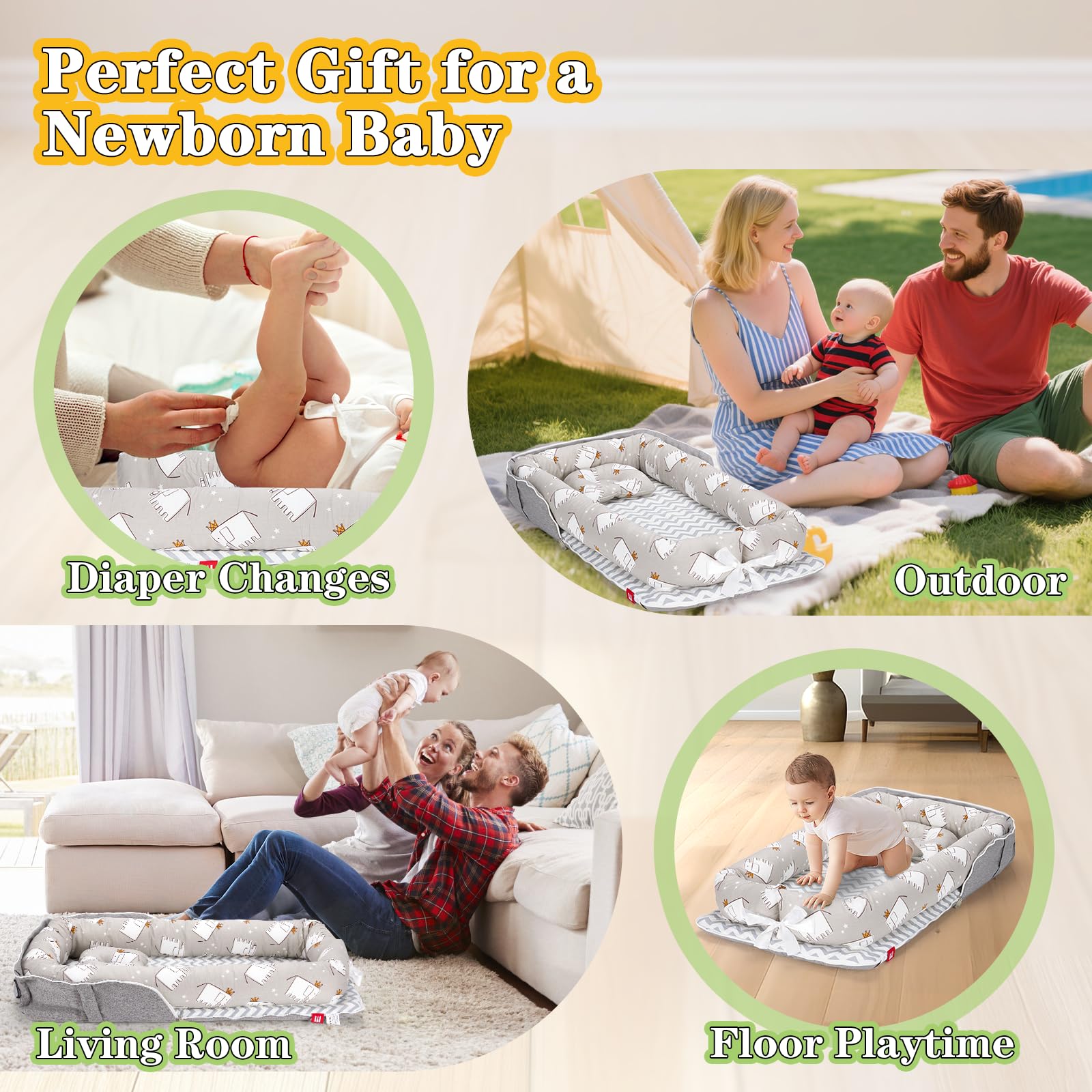 VerveBaby outdoor-friendly lounger supports versatile awake-time activities.