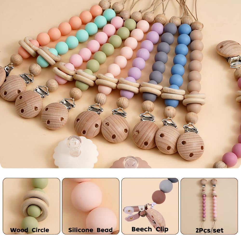Verxcty pacifier clip set attaches quickly to clothing for easy on-the-go use.