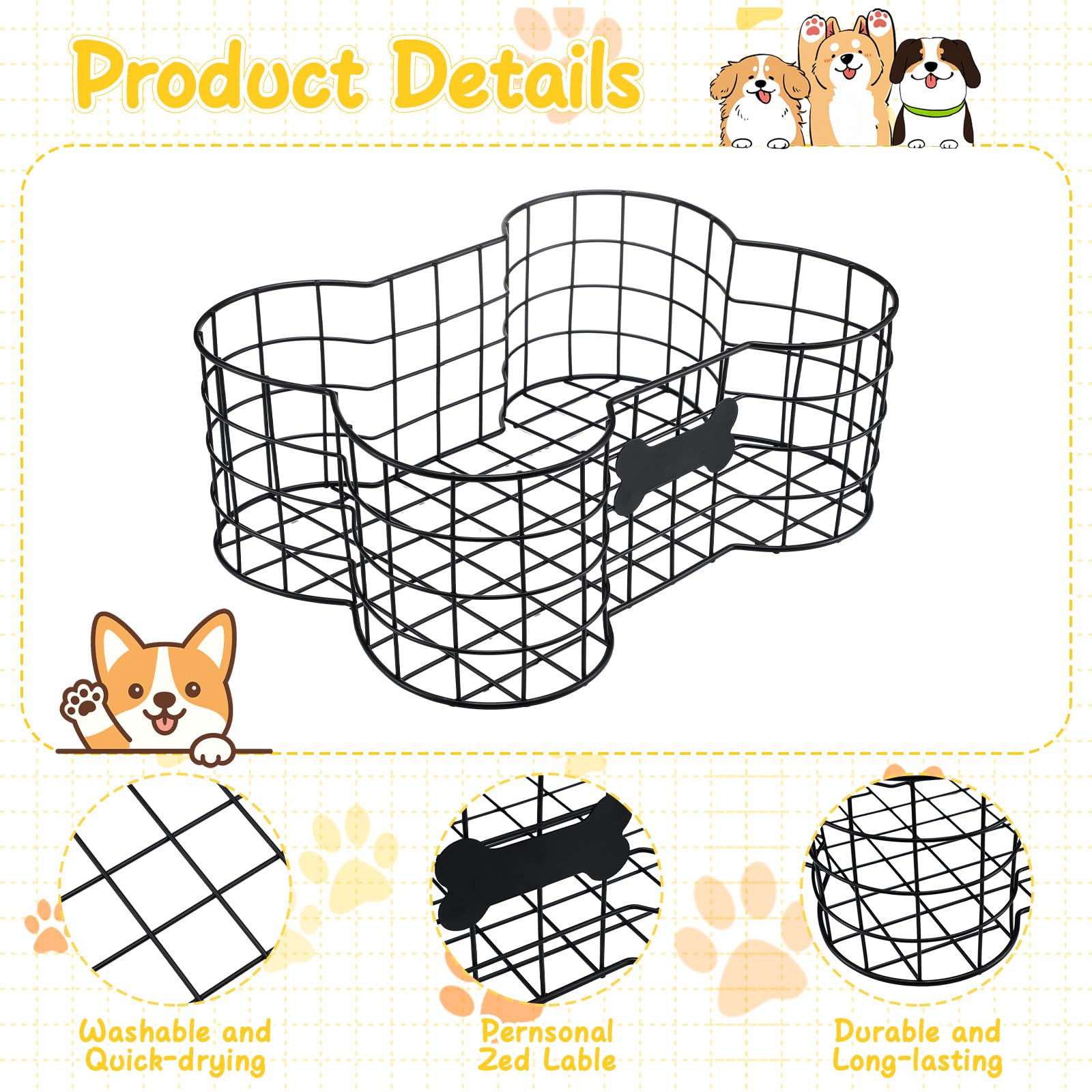 Vesici metal dog toy storage bin with chew-resistant design for daily use.