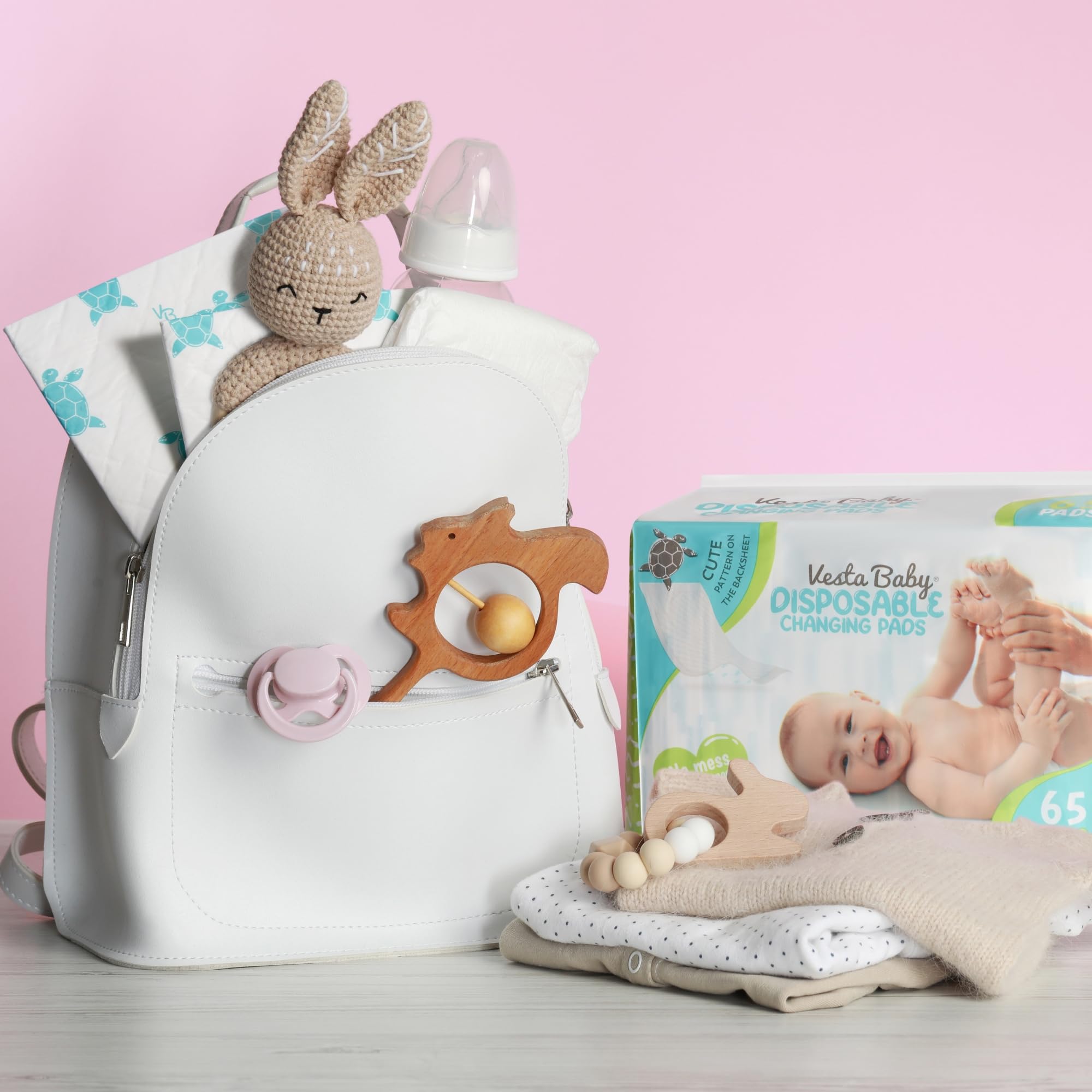 Vesta Baby 65 absorbs moisture quickly to protect delicate skin.