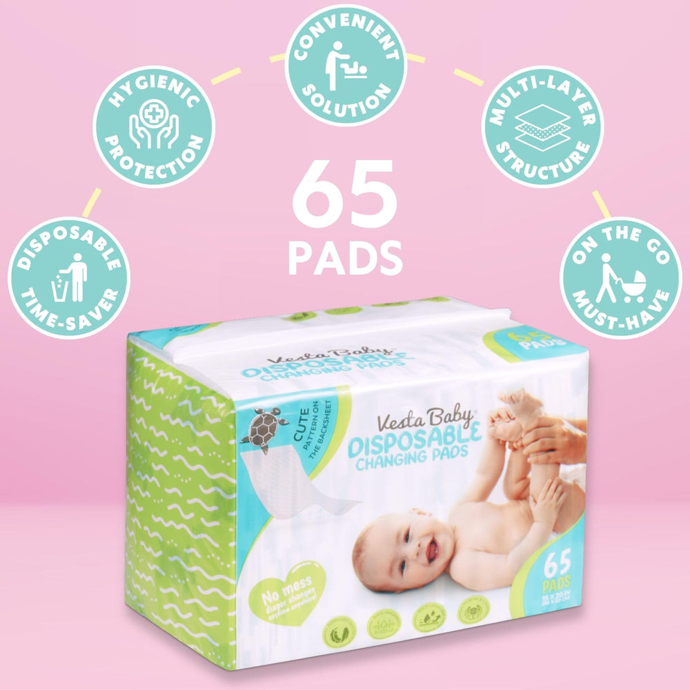 Vesta Baby 65 turquoise sea turtle print helps distinguish sides.
