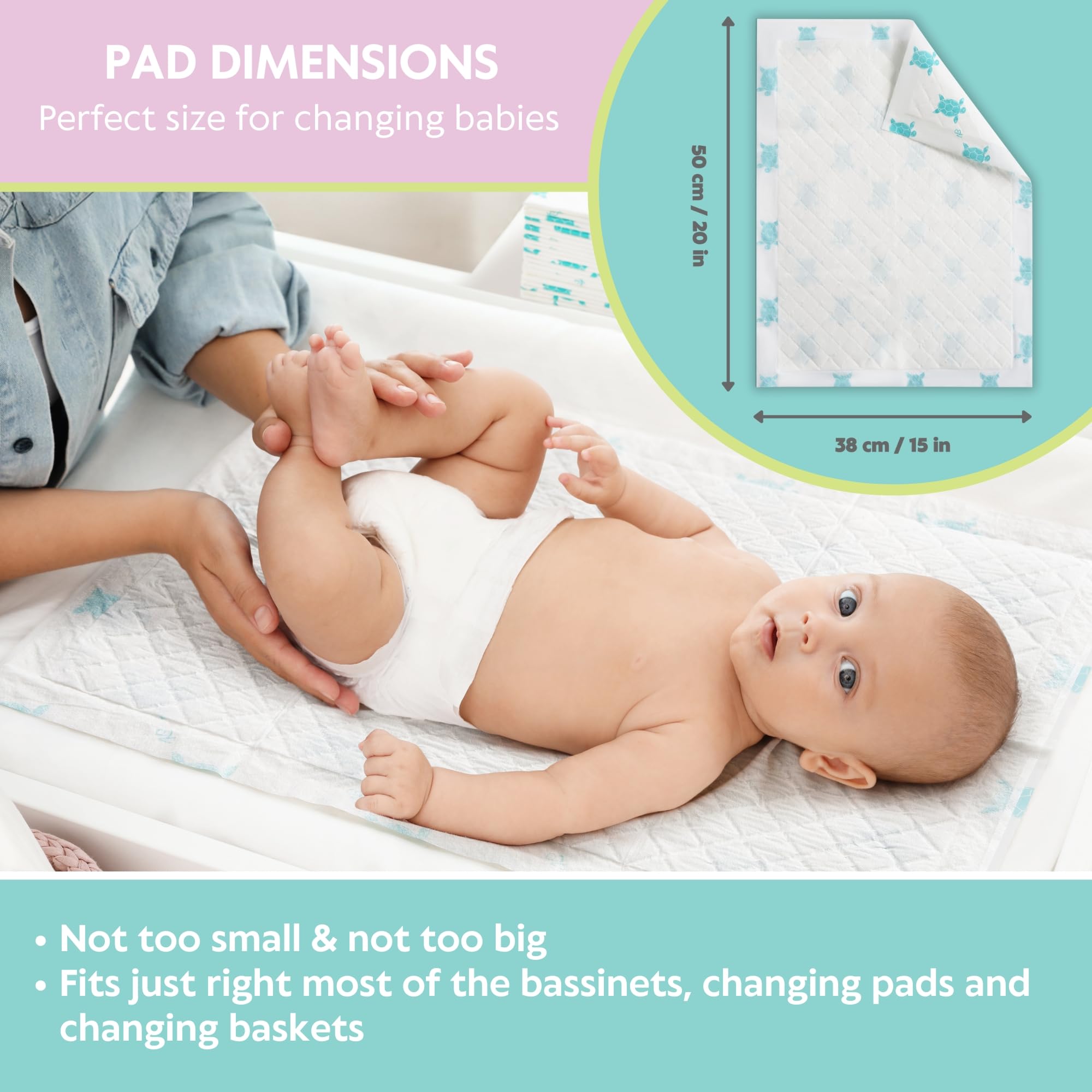 Vesta Baby 65 with waterproof backsheet keeps surfaces dry during diaper changes.