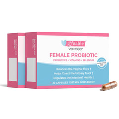 Vevoec Gynable capsules bottle for convenient daily probiotic support.