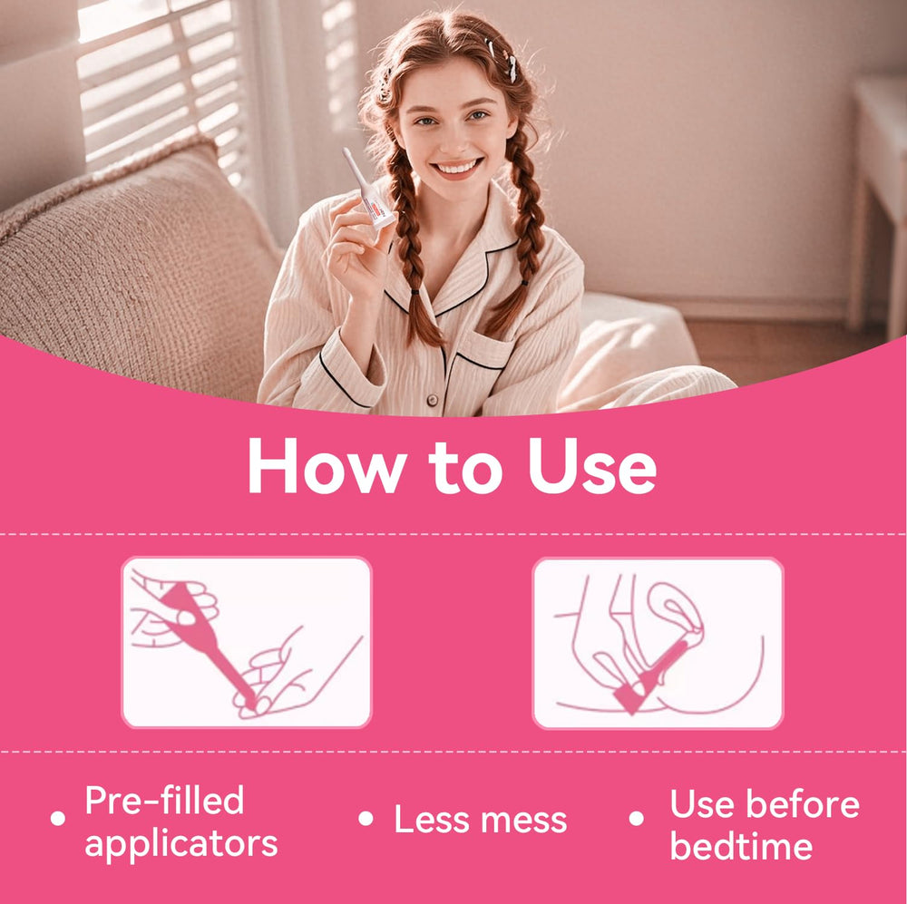 Vevoec Gynable ingredients panel shows hyaluronic acid and aloe.