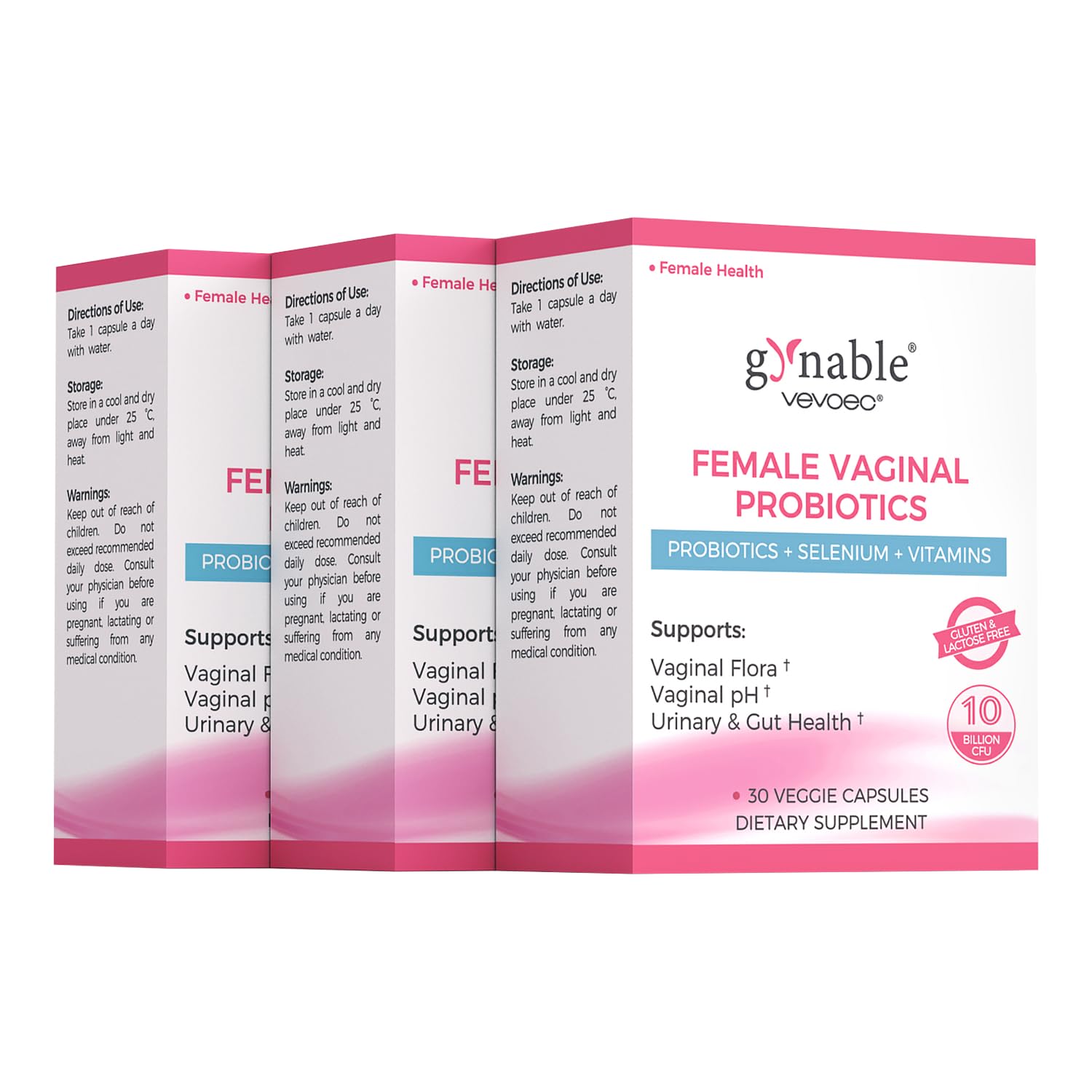 Vevoec Gynable vaginal probiotics bottle with enteric coating for stable delivery
