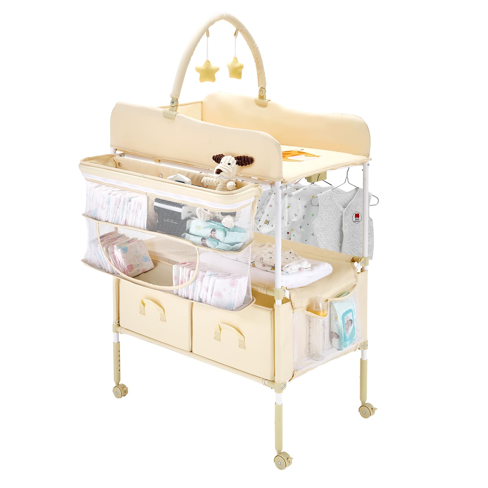 VEVOR baby changing table assembly view with sturdy frame and height options